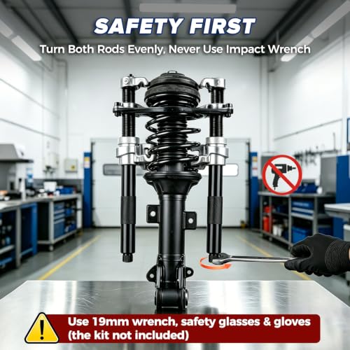 2-Jaw Coil Spring Compressor 4-Rod Strut Tool for BMW Audi Porsche LR | 4-rod 45 steel with arc support arm,fits 90-180mm diameter and 220-380mm height,forged jaws, hard case,for European cars.