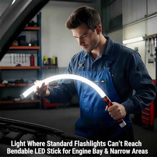 Flexible LED Flashlight Stick,27-Inch Rechargeable Mechanic Flashlight with 3 Brightness Modes & Hands-Free Positioning,Portable Inspection Light for Car Repair, Plumbing& Outdoor Use (Only)