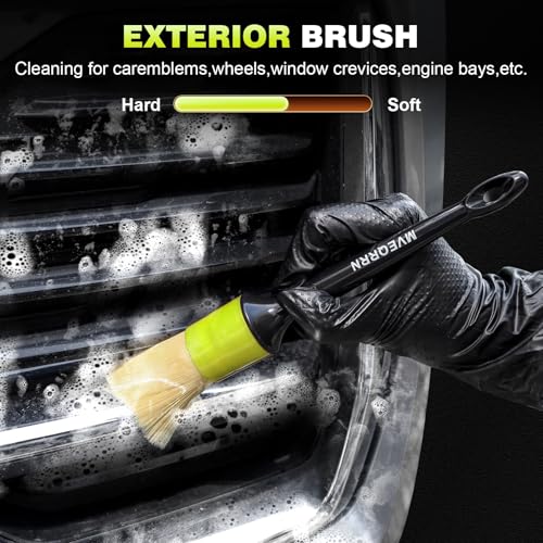 MVEQRRN 7PCS Car Detailing Brush Set,Boars Hair Detail Brush kit(Green) | Ultra Soft No Scratch,Car Dust Brush,Car Detailing Brushes Kit,Detail Brushes Car Detailing for Interior Exterior - color: 7PCS detailing brush green