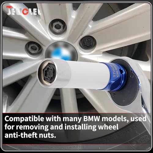 055 Wheel Locking Nut Key Compatible with BMW Series, (Socket OD 27mm - ID 25mm), Wheel Lock Nut Socket Adapter, Wheel Anti-Theft Lug Nut Removal Tool, Anti-Theft Screw Remover - color: Socket 055