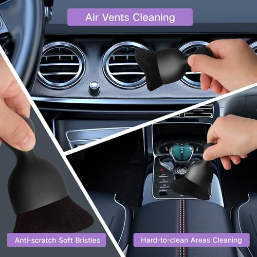Qydipclin 11pcs Windshield Cleaner Tool, Car Window Cleaning Wash Kit with 6 Reusable Microfiber Pads 2 Spray Bottles and Extendable Handles Auto Glass Wiper Kit, Purple - color: Purple