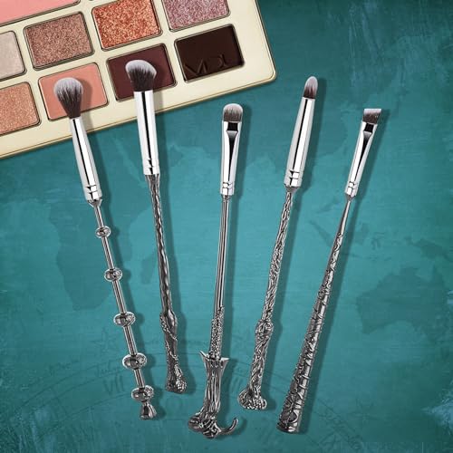 Wizard Wand Makeup Brushes, WeChip Makeup Brush Set for Women Girls, Brushes & 5 Wizardary School Houses Pins