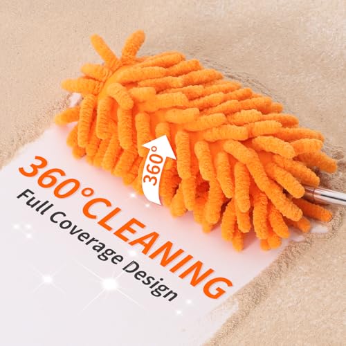 Mini Duster for Cleaning, 360° Bendable Hand Dusters with Extension Pole, Washable Small Duster for Car Interior, Office, Furniture - color: 3 Pack Blue Grey Pink
