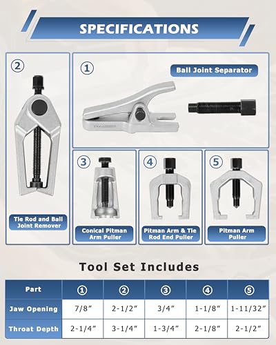 DAYUAN 3Pcs Ball Joint Separator Set Bundle with 5pcs Professional Front End Service Tool Kit