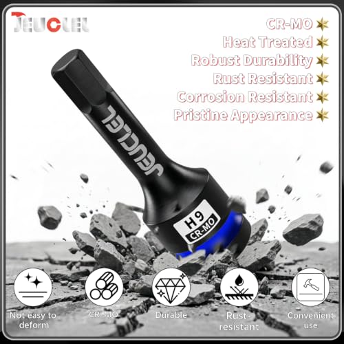 9mm Hex Impact Bit Socket, H9 1/2" Drive Allen Socket, Cr-Mo Steel | 3-Inch, Lengthen Hex Screwdriver Adapter for Electric Ratchet Wrenches Fastening Screws, Socket Wrench, Head Drill - size: 1PC | H9 9MM