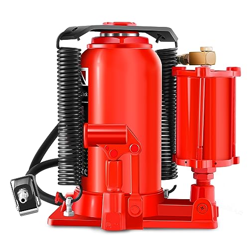 DNA Motoring Air Hydraulic Bottle Jack - 20 Ton (40,000 lbs) Capacity, Manual Handle and Air Pump for Car Pickup Truck RV Auto Repair,TOOLS-00323 - color: red-black, style: 20 ton