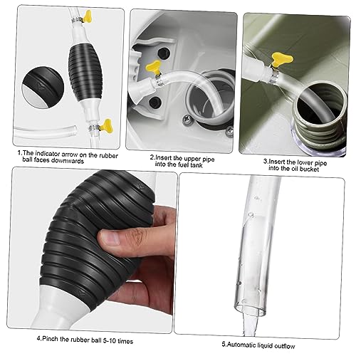 UKCOCO Manual Gasoline Transfer Pump with Stainless Steel Clamp Hose and Check Valve Portable Liquid Siphon Kit for Oil Water Fuel Extraction Plastic and Construction No Battery Needed