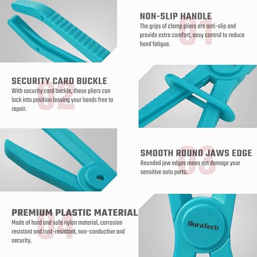 DURATECH 6-Piece Hose Clamp Pliers Set, Pinch Clamp Pliers, Blue | Ideal for Flexible Hoses, Fuel, Gas, Brake & Radiator Lines - size: 6-Piece, style: Straight(Blue)