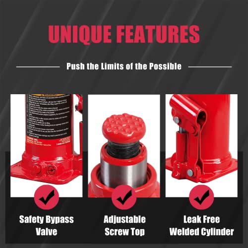 BIG RED T92003B Torin Hydraulic Welded Bottle Jack, 20 Ton (40,000 lb) Capacity, Red (Pack of 2) - color: Red, size: 20 Ton (40,000 lbs) (Pack of 2), style: 20 Ton (40,000 lbs)