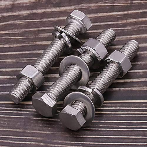 (4 Sets) M12-1.75 x 25mm Hex Bolt Kit, 304 Stainless Steel (18-8), Includes Hexagon Head Screws and Nuts, Flat & Lock Washers, Full Coarse Thread, for Machinery, Automotive, DIY - size: M12 x 25mm