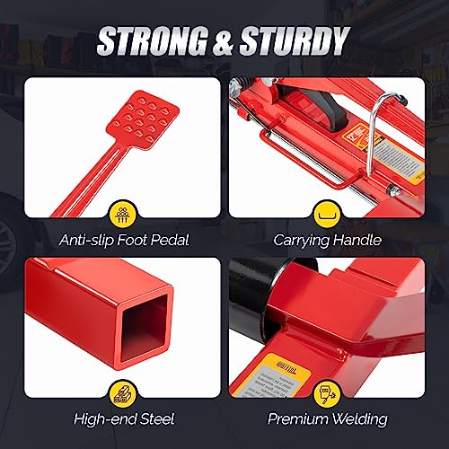 TUFFIOM Car Wheel Dolly Jack Set of 4, Mechanical 6000-lbs Car Skates, 12'' Wheel Vehicle Positioning Jack, Heavy Duty Rollers with Ratcheting Foot Pedal for Tire Auto Repair Moving, Red - color: Red, Set of 4