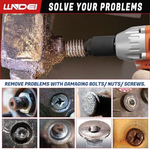 LLNDEI Screw Extractor Set Hex Head Multi-Spline Easy Out Bolt Extractor Set, EZ Out Rounded Screw Remover, 1/8 Inch to 7/8 Inch in 1/32-Inch Increments, CR-MO, 25 Pieces, Stripped Fastener Tool - size: Screw Extractor Set -25pcs