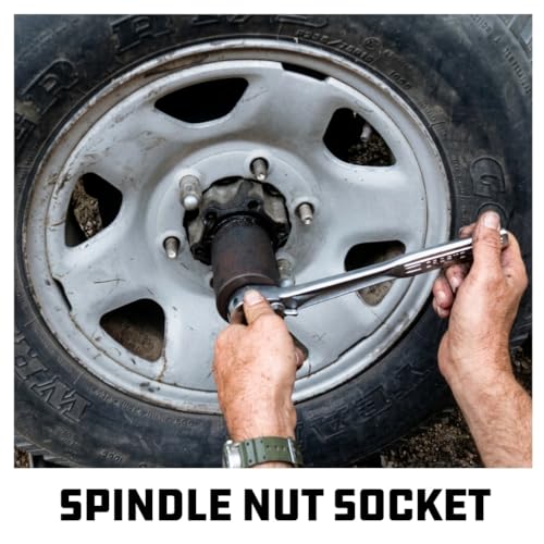 Powerbuilt Spindle Socket, 6 Outer Black, 6 Lug, Remove Spindle Nuts, 2-5 Inch Outer, Ford Chevy GMC Bronco Trucks - 648475 - style: 6-Lug, 2-5/8" Outer