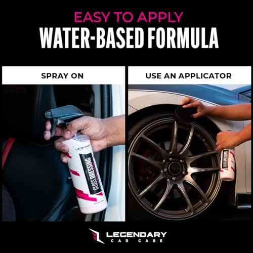 Legendary Gloss Dressing 64oz (Half Gallon) - Tire Shine Spray & Plastic Restorer – Water Based & Non-Greasy Interior/Exterior Detailing Spray - Trim, Rubber, Vinyl & Plastic Restorer for Cars - size: Gloss Dressing 64oz (Half Gallon)