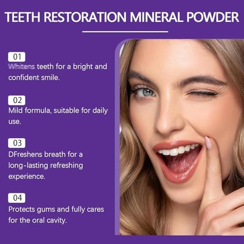 Teeth Restoration Mineral Powder, Mineral Tooth Powder, Dental Restoration Mine RAL Po wder, in Strengthening Teeth and Gums, Protect Gums and Freshen Breath 2pcs