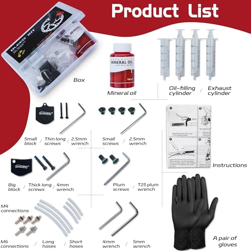 DYISALND Brake Bleed Kit for All Hydraulic Disc Brake Series Products,Including Mineral Brake Fluid and Installation Tools.