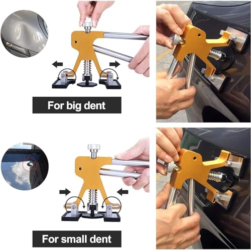GLISTON Auto Dent Puller Kit with Golden Lifter Dent Remover, Car Body Slide Hammer Paintless Dent Repair Set for Vehicle Dent Removal - size: XL