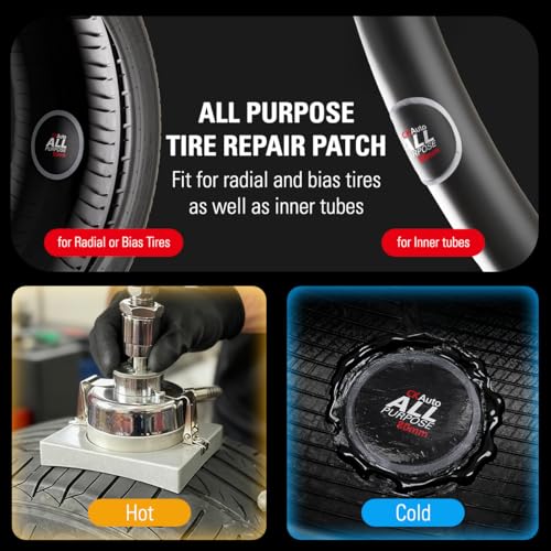 CKAuto 100 pcs All Purpose Round Tire Patches Heavy Duty Assortment | Multi-Purpose Tire Patch Kit for Inner Tubes & Tubeless Tires, Tight Vulcanized Seal Fits Cars Trucks Motorcycles Bikes - size: Mix 100pcs