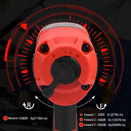 XIIW 1/2 Inch Air Impact Wrench, Max Torque 1560 ft-lbs, Lightweight 4.4 lb | Heavy Duty 8000RPM 1/2 Air Impact Gun Driver, Twin Hammer Pneumatic Impact Wrench for Automobile Repair - size: 1/2 inch | 1560 ft-lbs