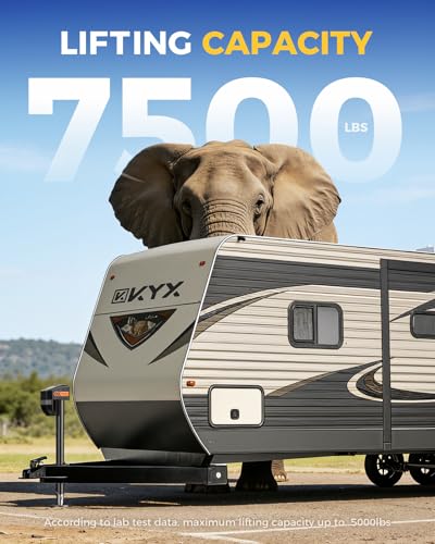 KYX Electric Trailer Jack 7500lb with Remote, with Crank Handle & Cover | KYX Electric Trailer Jack 5000lb with Remote, 9.84“-33.85“ Lift with Jack Cover for RVs & Travel Trailers, Black - size: 7500lb