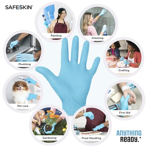 SAFESKIN Disposable Nitrile Gloves in POP-N-GO Pack (50 or 200 Count) Medium Duty, Powder-Free -Cleaning, Gardening, Crafts - size: Small (Pack of 50)