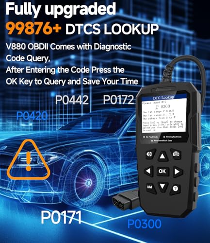 OBD2 Scanner,V880 Check Engine Light Car Code Reader with Reset | Graphic Live Data,I/M Smog Test, CAN Scan Tool Diagnostic Scanner for All OBDII Vehicles,Work for DIY,Home Use,Mechanic,Black - color: BLACK