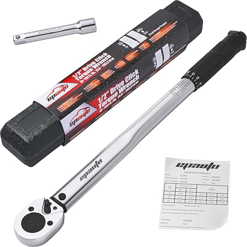 EPAuto 1/2-inch Drive Click Torque Wrench + Impact Universal Joint Set