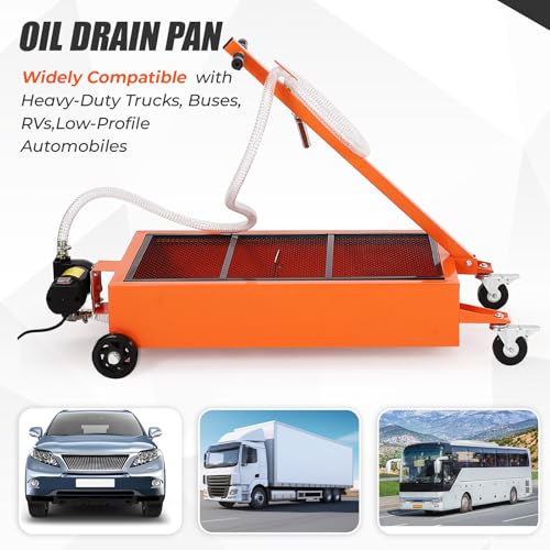 GAOMON Oil Drain Pan,Low Profile Oil Drain Pan with Electric Pump,Oil Change Pan with 8ft Hose & Folding Handle, Rolling Oil Drain Cart for Car, SUV, Trucks Oil Draining - size: 15 Gallon, style: Manual