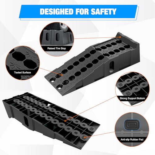 Nilight Car Ramps, 6.7" Lift Heavy Duty Truck Ramps Portable Vehicle Service Ramp for Home Garage Maintenance, 16,000lb. GVW Capacity Per Pair - size: Truck Ramp