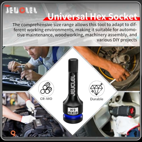 9mm Hex Impact Bit Socket, H9 1/2" Drive Allen Socket, Cr-Mo Steel | 3-Inch, Lengthen Hex Screwdriver Adapter for Electric Ratchet Wrenches Fastening Screws, Socket Wrench, Head Drill - size: 1PC | H9 9MM