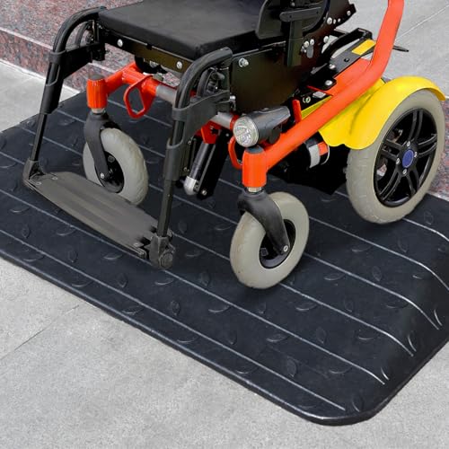 Heavy-Duty Rubber Threshold Ramps with Non-Slip Surface, 1" - 4" Rise Curb Ramps for Wheelchair Scooter Car Entrance Doorway, Loading Ramps Rated 20000Lbs Load Capacity (3.5" Rise) - size: 3.5" Rise