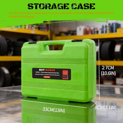 10PCS 1 In Drive Deep Impact Socket Set, Metric, CR-MO, 21,22,24,27,30,32,34,36,38,41mm, Deep Spindle Axle Nut Impact Socket Set - color: 10pcs 1" Metric 21mm-41mm