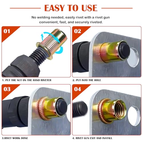 124Pcs SAE UNC Rivet Nut Assortment Kit, Zinc Plated Carbon Steel Rivnut Threaded Inserts Assortment Set Nutserts, Sizes 6-32 8-32 10-24 1/4"-20 5/16"-18 - size: SAE Kit - 124 Pcs