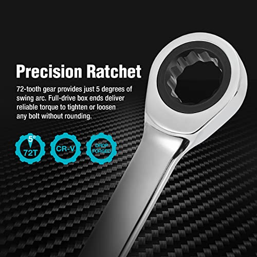 DURATECH 16mm Extra Long Ratcheting Wrench, Metric, CR-V Steel - size: 16mm