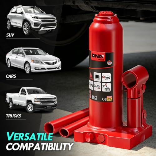 DNA Motoring 3 Tons Hydraulic Car Bottle Jack, Red, 6000 lbs Capacity | Automotive Welded Bottle Jack For Car SUV Pickup Truck, Auto Repair House Lift, with Manual handle & Carrying Storage Case - color: red, style: 3 ton