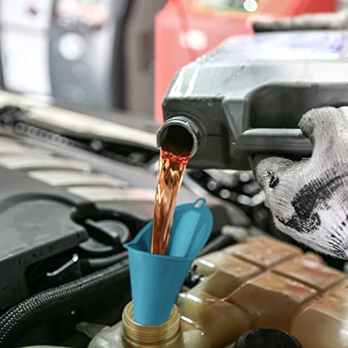 Plastic Long Neck Oil Funnels, for Filling Automotive Oil, Lubricants Engine Oils, Kerosene, Fuel, Diesel, Coolant & Other Liquids (Blue Orange(2+2 Pack)) - color: Blue Orange(2+2 pack)