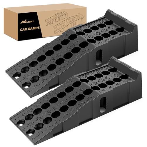 Nilight Car Ramps, 6.7" Lift Heavy Duty Truck Ramps Portable Vehicle Service Ramp for Home Garage Maintenance, 16,000lb. GVW Capacity Per Pair - size: Truck Ramp
