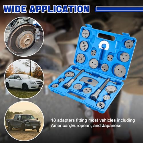 DASBET 24pcs Heavy Duty Disc Brake Caliper Tool Set | Disc Brake Caliper Compressor Wind Back Tool Brake Spreading Tools (Blue, 24pcs) - color: Blue, size: 24pcs