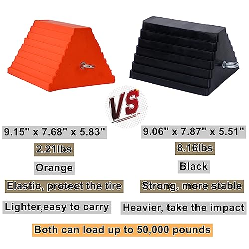 Wheel Chocks, Heavy Duty Wheel Chock with Handle,Rubber Wheel Chocks for Boat Trailers, RV, Truck, Camper, 2 Pack (Orange) - color: ORANGE-2