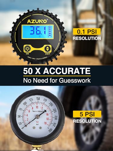 Digital Tire Inflator with Pressure Gauge, 200 PSI, Heavy Duty Air Compressor Accessories, Comes with a Portable Carrying Box - size: 200PSI with case
