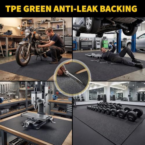 Towallmark Garage Floor Mat 7.4' x 17', Thick Premium Felt with Waterproof Backing, Heavy Duty Oil Absorbent Non-Slip Mat Protects Garage Floor for Large SUV, MPV, Pickup Truck & RV - size: 7.4' x 17'