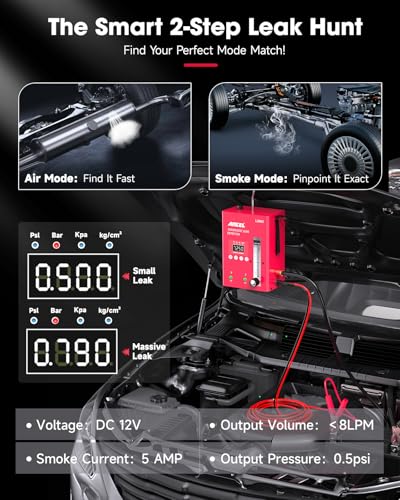ANCEL L3000 Digital Automotive Smoke Leak Detector with LED Pressure Gauge – EVAP System & Full-Vehicle Leak Tester for Gasoline and Diesel Engines, Professional Smoke Machine Tool - size: Digital Display