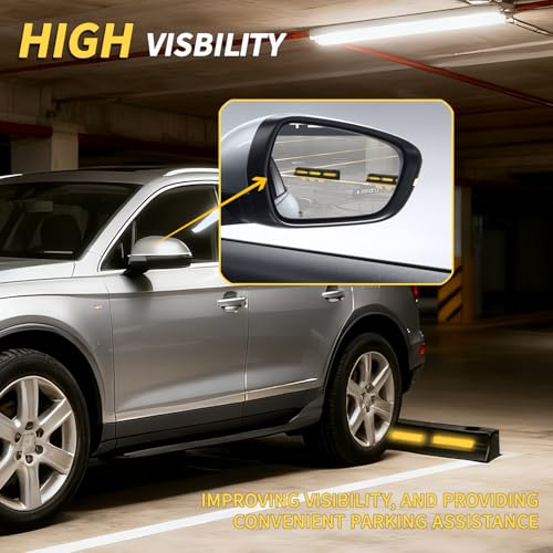 2 Pcs 3" H Parking Stopper for Garage Parking Aid Heavy Duty Rubber Wheel Stops Durable High-Visibility Tire Blocks Parking Aid Gadgets Tire Stops for Cars Trucks RVs with Bolt Installation - size: 3"H 2pcs