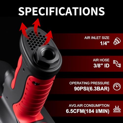 AEROPRO TOOLS 1/2-Inch Air Impact Wrench, Twin Hammer, 1200FT-LBS, 7500RPM, High Torque Pneumatic Impact Wrench, 1/2 Drive Air Impact Gun for Auto Repair, Tire Shop