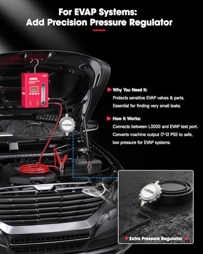 ANCEL L3000 Digital Automotive Smoke Leak Detector with LED Pressure Gauge – EVAP System & Full-Vehicle Leak Tester for Gasoline and Diesel Engines, Professional Smoke Machine Tool - size: Digital Display