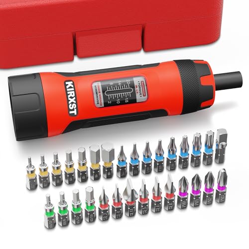 31 PCS 1/4" Drive Torque Screwdriver, 2-22 Inch Pounds Torque Screwdriver Set with S2 Bits and Socket Adapter for Maintenance, Screwdriver Set for Tools, Bike Repairing and Mounting - size: 2-22inch.S