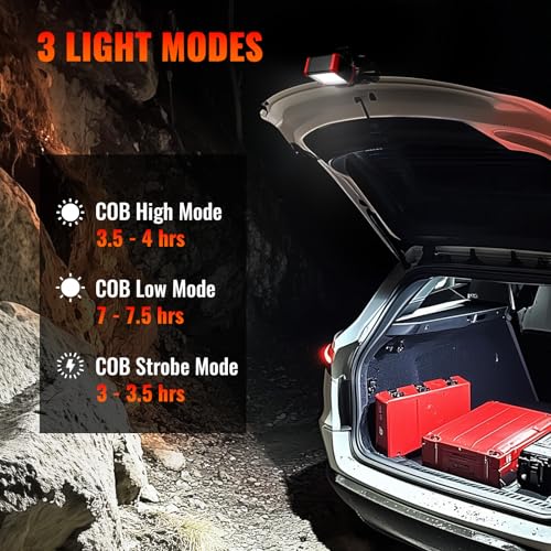 Easymaxx LED Rechargeable Work Light with Clamp, 2100LM COB Magnetic Clip on Worklight 270° Rotating with Mobile Charger, Portable Clamp Work Light for Boats, Car Repairing, Job Site Lighting | 3 modes, 6000K, magnetic base, 270° rotating head, 2.3 in cla