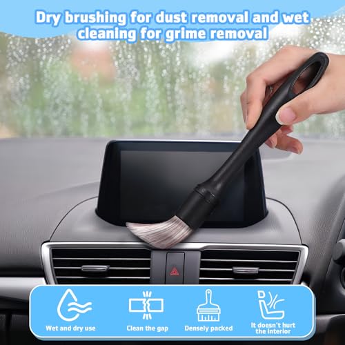 Alasum Car Detailing Brush Set Pp Material with Multiple Brush Heads 3pcs Portable Interior Cleaning Tools for Dashboard, Air Vent, and Crevice Cleaning in Cars