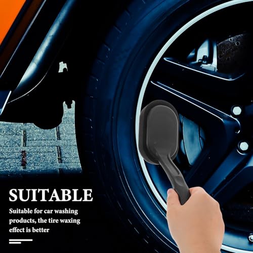 Car Tire Waxing Brush Set with Replaceable Black Plush Sponge, 6pcs Automotive Detailing Tool for Tire Shine and Wheel Cleaning Maintenance