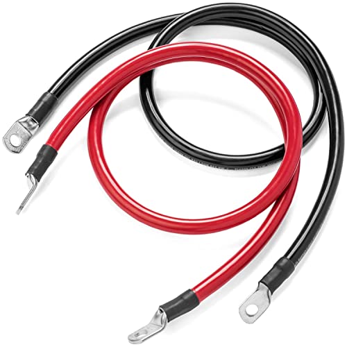 Spartan Power Battery Cable 3 Foot 4 Gauge AWG Wire Set 3/8" M10 Made in USA - color: 4 AWG-SET-3/8", size: 3-FT